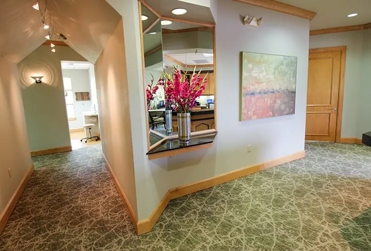 The hallway leading to the treatment rooms.
